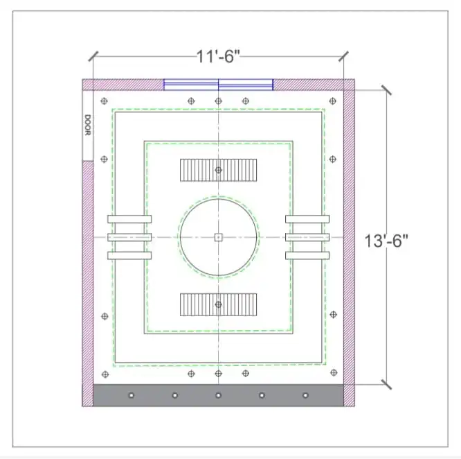 2D AutoCAD false ceiling portfolio plan drawing with dimensions for bedroom layout in Karachi