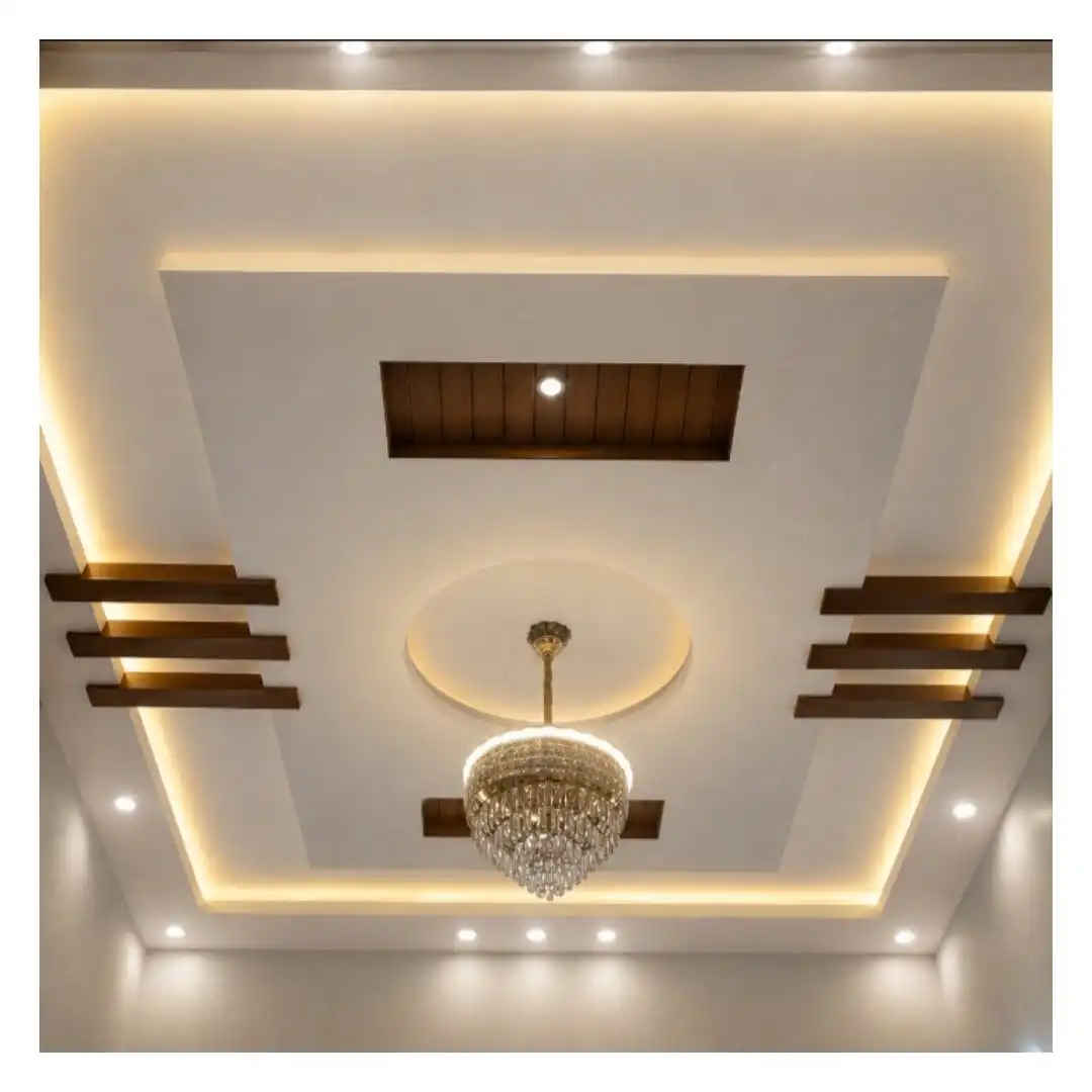 Completed modern gypsum false ceiling portfolio installation with cove lighting in Karachi