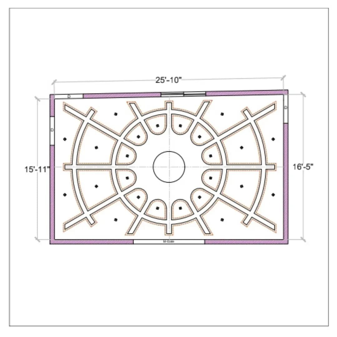 Detailed 2D AutoCAD false ceiling portfolio drawing for office reception design