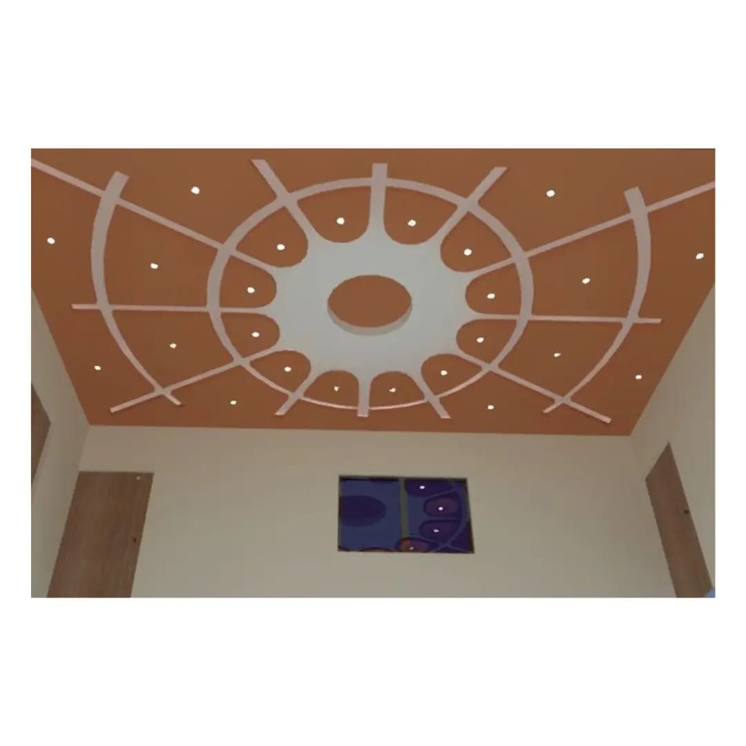 3D concept render for circular false ceiling portfolio design office reception