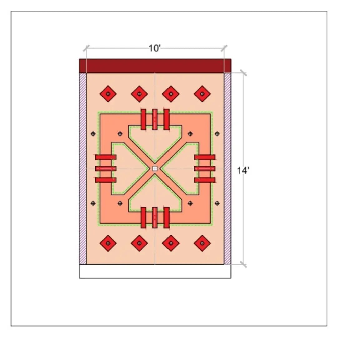 2D CAD technical drawing layout for modern gypsum false ceiling design with dimensions and light points